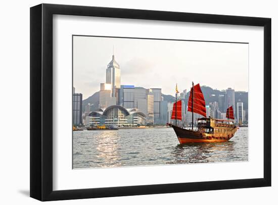 Hong Kong Harbour Tourist Junk-null-Framed Art Print