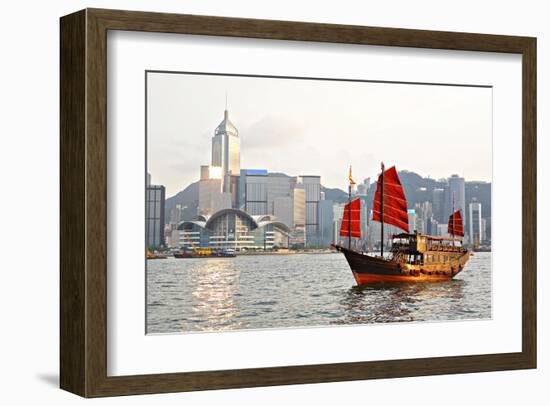 Hong Kong Harbour Tourist Junk-null-Framed Art Print