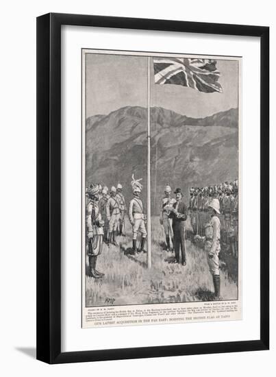 Hong Kong: Hoisting the British Flag at Taipo in the Kowloon Hinterland-H.m. Paget-Framed Art Print