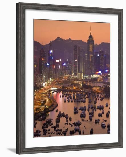 Hong Kong, Hong Kong Island, Causeway Bay View across Harbour to Victoria Peak, China-Peter Adams-Framed Photographic Print