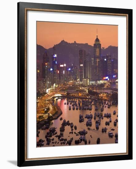 Hong Kong, Hong Kong Island, Causeway Bay View across Harbour to Victoria Peak, China-Peter Adams-Framed Photographic Print