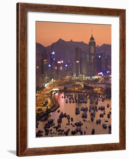 Hong Kong, Hong Kong Island, Causeway Bay View across Harbour to Victoria Peak, China-Peter Adams-Framed Photographic Print