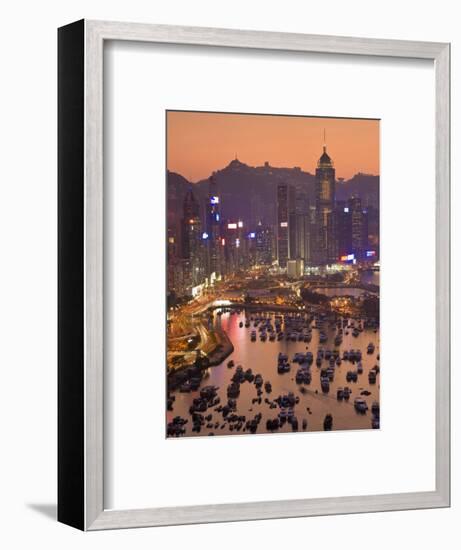 Hong Kong, Hong Kong Island, Causeway Bay View across Harbour to Victoria Peak, China-Peter Adams-Framed Photographic Print