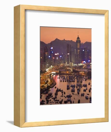 Hong Kong, Hong Kong Island, Causeway Bay View across Harbour to Victoria Peak, China-Peter Adams-Framed Photographic Print