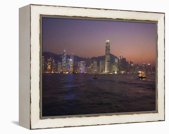 Hong Kong Island Skyline and Victoria Harbour at Dusk, Hong Kong, China-Amanda Hall-Framed Premier Image Canvas