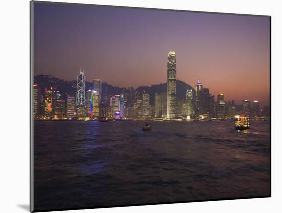 Hong Kong Island Skyline and Victoria Harbour at Dusk, Hong Kong, China-Amanda Hall-Mounted Photographic Print