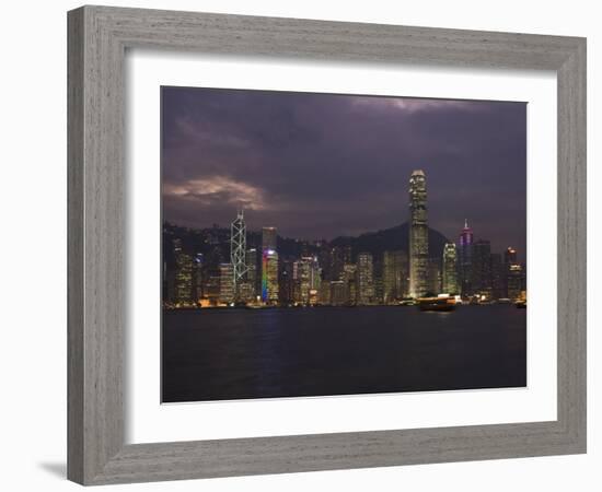 Hong Kong Island Skyline at Dusk, Hong Kong, China-Amanda Hall-Framed Photographic Print