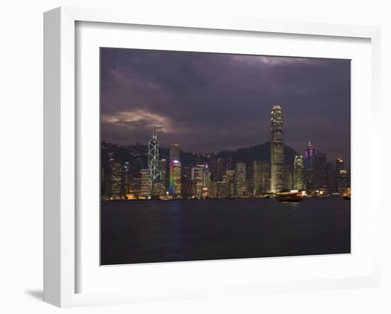 Hong Kong Island Skyline at Dusk, Hong Kong, China-Amanda Hall-Framed Photographic Print