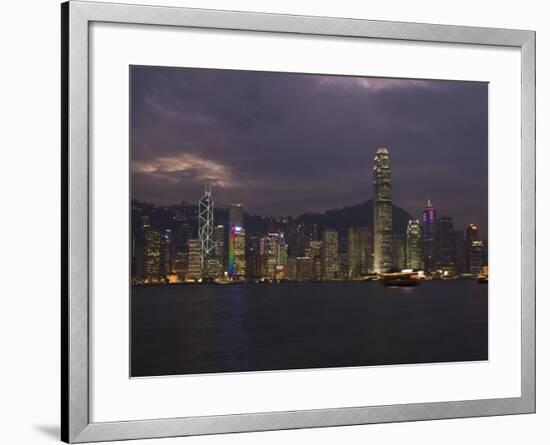 Hong Kong Island Skyline at Dusk, Hong Kong, China-Amanda Hall-Framed Photographic Print