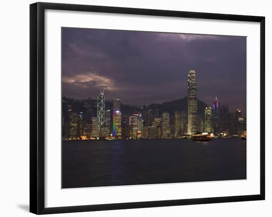 Hong Kong Island Skyline at Dusk, Hong Kong, China-Amanda Hall-Framed Photographic Print