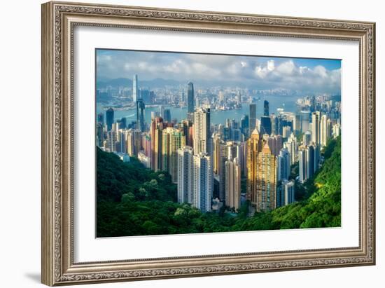 Hong Kong on a summer afternoon seen from Victoria Peak, Hong Kong, China, Asia-Logan Brown-Framed Photographic Print