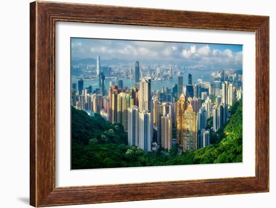 Hong Kong on a summer afternoon seen from Victoria Peak, Hong Kong, China, Asia-Logan Brown-Framed Photographic Print