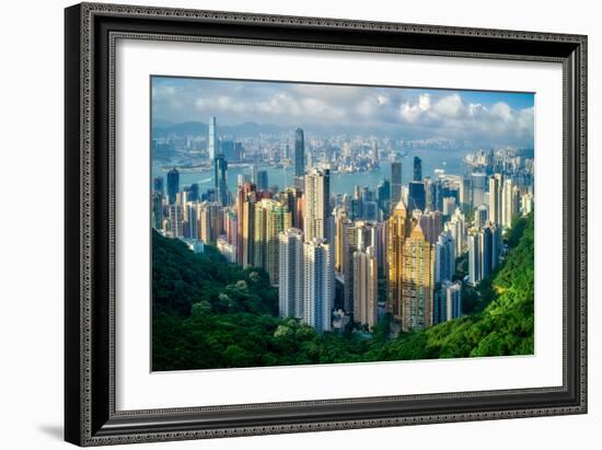 Hong Kong on a summer afternoon seen from Victoria Peak, Hong Kong, China, Asia-Logan Brown-Framed Photographic Print