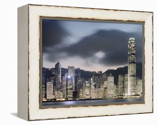 Hong Kong Skyline and financial district at dusk-Martin Puddy-Framed Premier Image Canvas