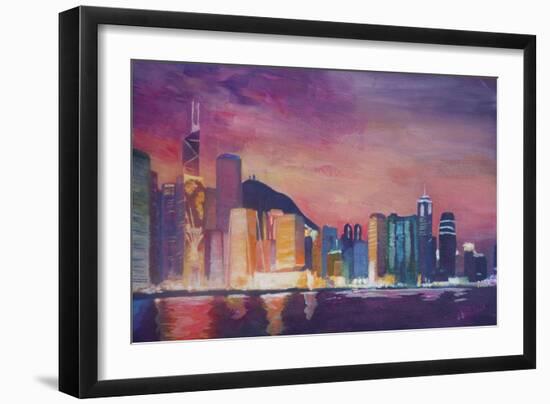 Hong Kong Skyline at Night-Markus Bleichner-Framed Art Print