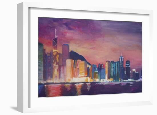 Hong Kong Skyline at Night-Markus Bleichner-Framed Art Print