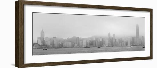 Hong Kong Skyline Black and White in a Foggy Day.-Songquan Deng-Framed Photographic Print