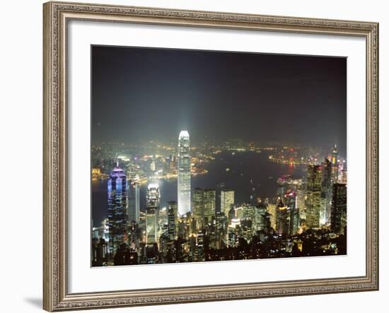 Hong Kong Skyline by Night from the Peak on Hong Kong Island, Hong Kong, China, Asia-Amanda Hall-Framed Photographic Print