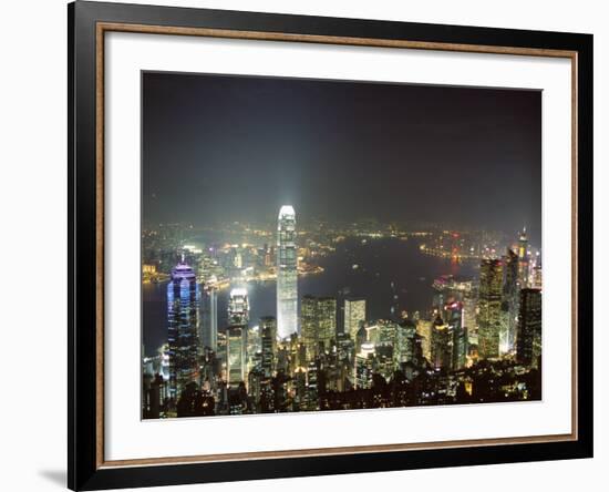 Hong Kong Skyline by Night from the Peak on Hong Kong Island, Hong Kong, China, Asia-Amanda Hall-Framed Photographic Print
