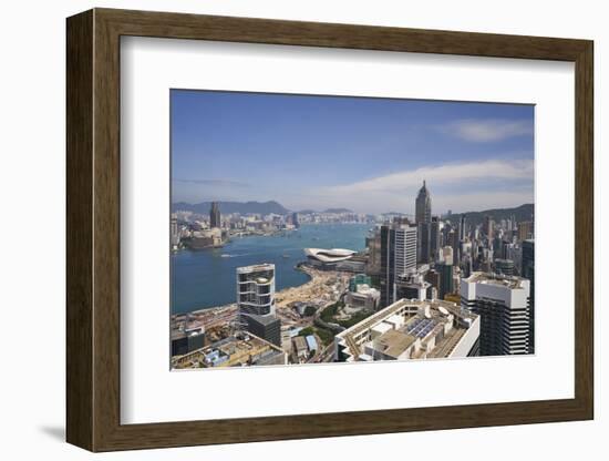 Hong Kong skyline just before sunrise looking from Hong Kong Island across Victoria Harbour to Kowl-Fraser Hall-Framed Photographic Print