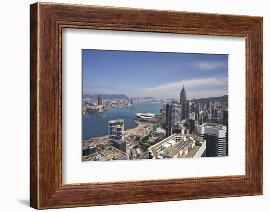 Hong Kong skyline just before sunrise looking from Hong Kong Island across Victoria Harbour to Kowl-Fraser Hall-Framed Photographic Print