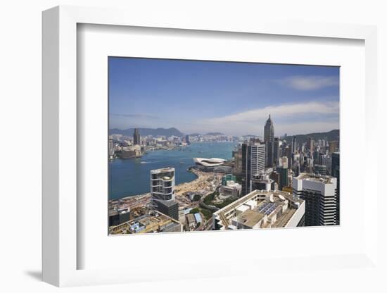 Hong Kong skyline just before sunrise looking from Hong Kong Island across Victoria Harbour to Kowl-Fraser Hall-Framed Photographic Print