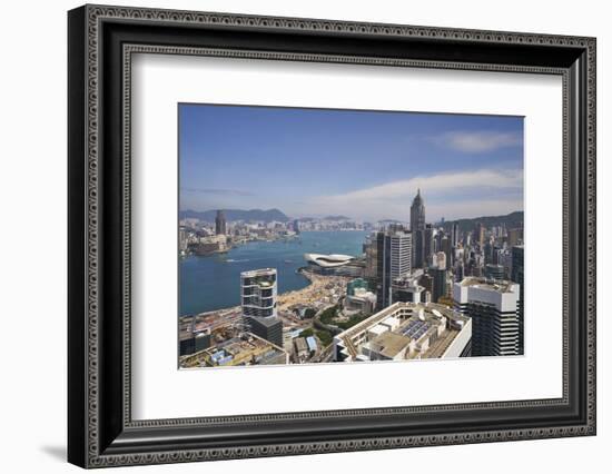 Hong Kong skyline just before sunrise looking from Hong Kong Island across Victoria Harbour to Kowl-Fraser Hall-Framed Photographic Print