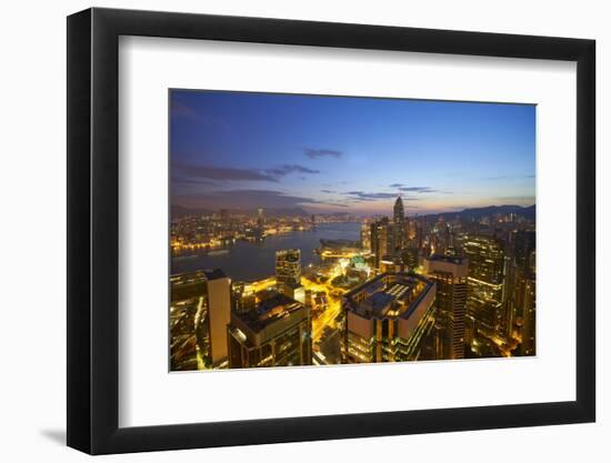 Hong Kong skyline just before sunrise looking from Hong Kong Island across Victoria Harbour to Kowl-Fraser Hall-Framed Photographic Print