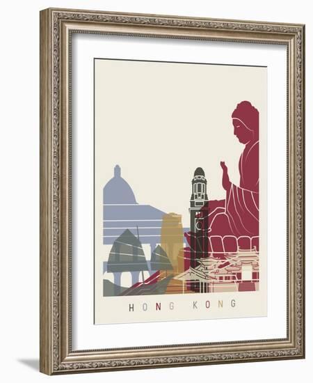 Hong Kong Skyline Poster-paulrommer-Framed Art Print