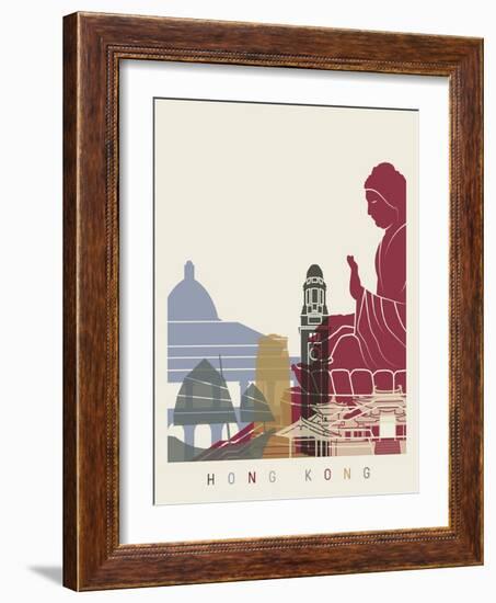 Hong Kong Skyline Poster-paulrommer-Framed Art Print