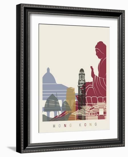 Hong Kong Skyline Poster-paulrommer-Framed Art Print