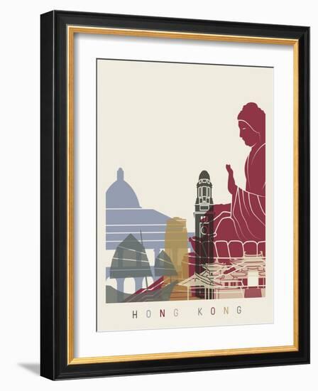 Hong Kong Skyline Poster-paulrommer-Framed Art Print