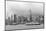 Hong Kong Skyline with Boats in Victoria Harbor in Black and White.-Songquan Deng-Mounted Photographic Print