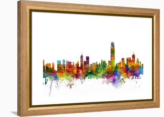 Hong Kong Skyline-Michael Tompsett-Framed Stretched Canvas