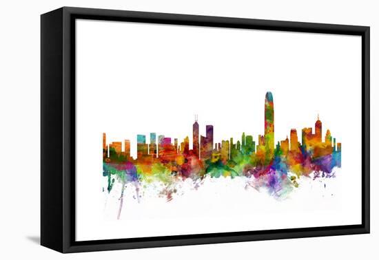 Hong Kong Skyline-Michael Tompsett-Framed Stretched Canvas