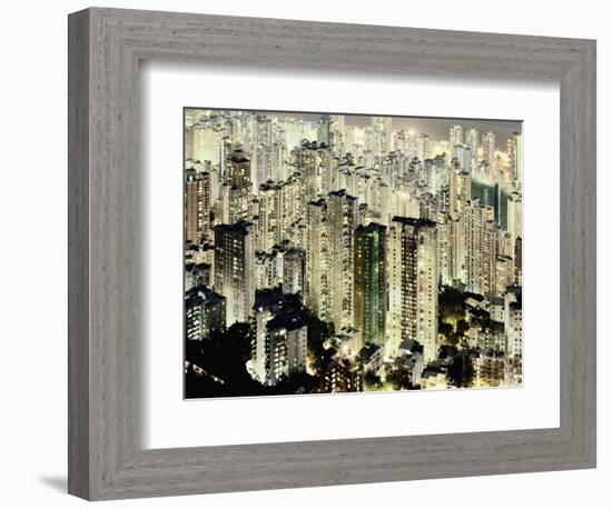 Hong Kong skyscrapers and apartment blocks at night-Martin Puddy-Framed Photographic Print