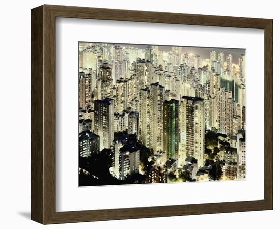 Hong Kong skyscrapers and apartment blocks at night-Martin Puddy-Framed Photographic Print