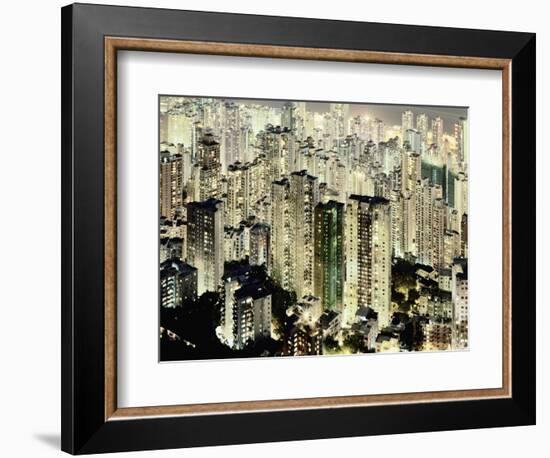 Hong Kong skyscrapers and apartment blocks at night-Martin Puddy-Framed Photographic Print