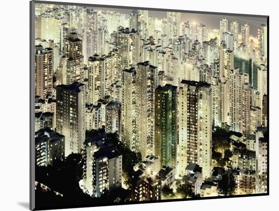 Hong Kong skyscrapers and apartment blocks at night-Martin Puddy-Mounted Photographic Print