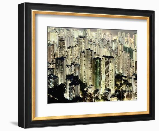 Hong Kong skyscrapers and apartment blocks at night-Martin Puddy-Framed Photographic Print