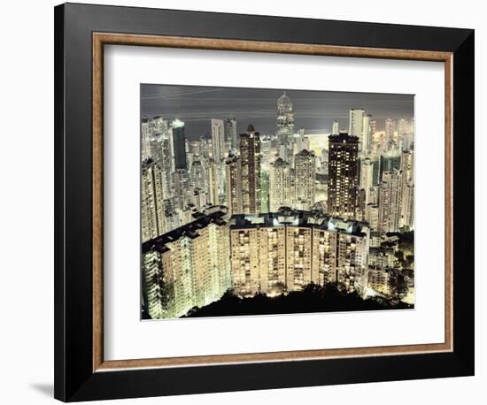 Hong Kong skyscrapers and apartment blocks at night-Martin Puddy-Framed Photographic Print