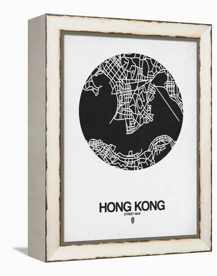 Hong Kong Street Map Black on White-NaxArt-Framed Stretched Canvas