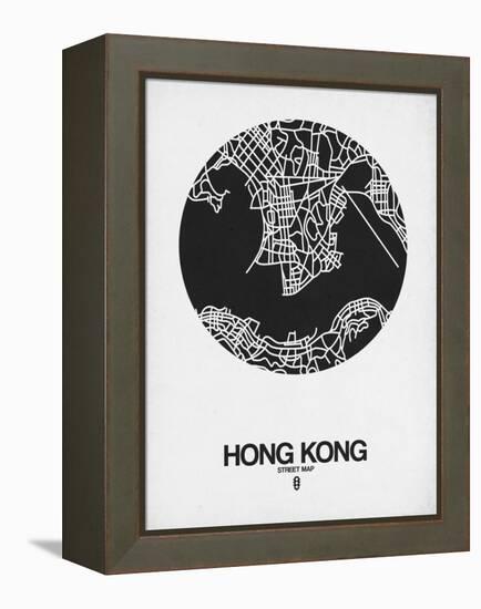 Hong Kong Street Map Black on White-NaxArt-Framed Stretched Canvas