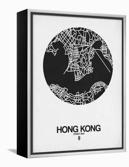 Hong Kong Street Map Black on White-NaxArt-Framed Stretched Canvas