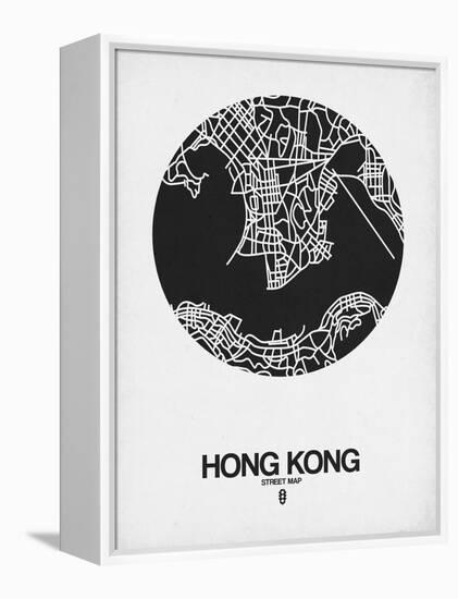 Hong Kong Street Map Black on White-NaxArt-Framed Stretched Canvas