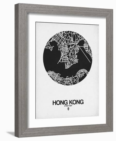 Hong Kong Street Map Black on White-NaxArt-Framed Art Print