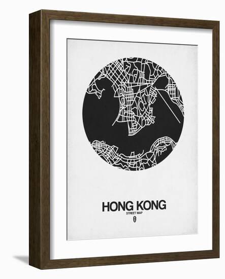 Hong Kong Street Map Black on White-NaxArt-Framed Art Print