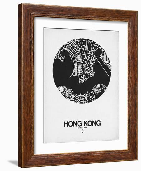 Hong Kong Street Map Black on White-NaxArt-Framed Art Print