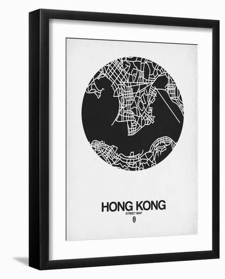 Hong Kong Street Map Black on White-NaxArt-Framed Art Print