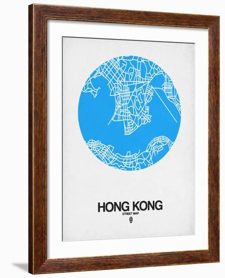 Hong Kong Street Map Blue-NaxArt-Framed Art Print